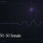 50-50 senate illustration: abstract signal design with the title The 50-50 Senate