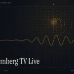 Bloomberg TV live guide illustration: amber signal rings and waveform with the title Bloomberg TV Live