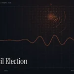 Brazil election news illustration: orange signal rings and waveform with the title Brazil Election