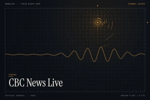 CBC News live guide illustration: amber signal rings and waveform with the title CBC News Live