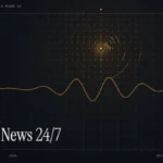 CBS News live guide illustration: amber signal rings with the title CBS News 24/7