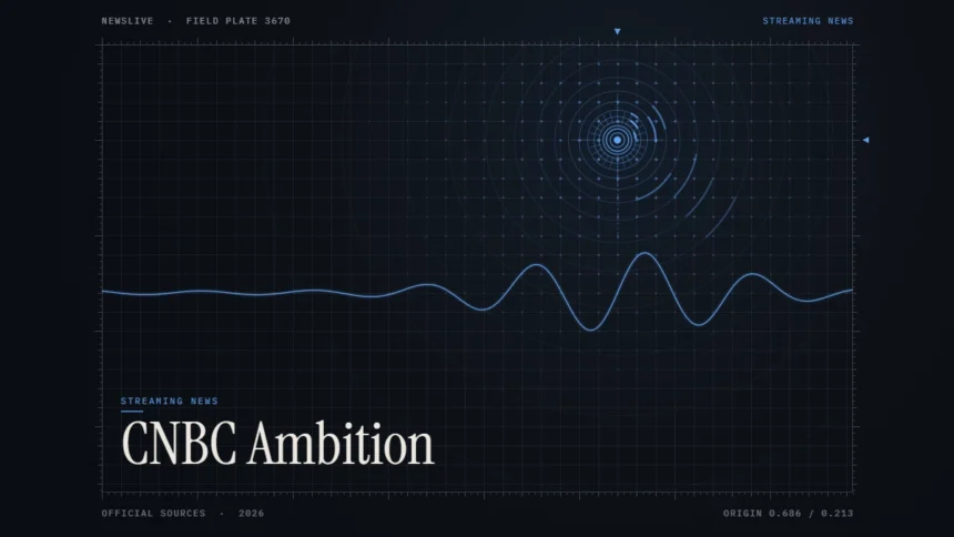CNBC Ambition guide illustration: blue signal rings and waveform with the title CNBC Ambition