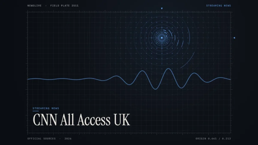 CNN All Access UK guide illustration: blue signal rings and waveform with the title CNN All Access UK