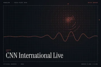 cnn international live guide illustration: coral signal rings and waveform with the title CNN International Live