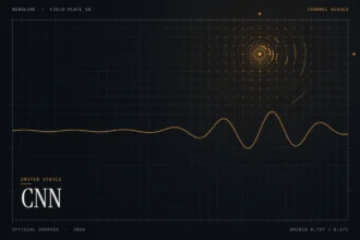 CNN live stream guide illustration: amber signal waveform and rings with the title CNN