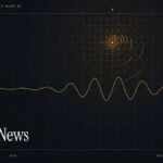 DW News live guide illustration: amber signal waveform and rings with the title DW News