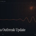 ebola in kenya and nigeria news illustration: orange signal rings and waveform with the title Ebola Outbreak Update