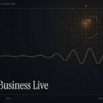 fox business live stream guide illustration: amber signal rings and waveform with the title Fox Business Live