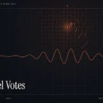 Israel election news illustration: orange signal rings and waveform with the title Israel Votes