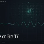 Live news on Fire TV guide illustration: teal broadcast rings over a grid with the title News on Fire TV