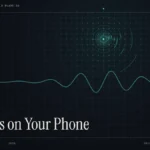 Watch live news on phone guide illustration: teal signal rings and waveform with the title News on Your Phone