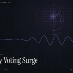 Midterm early voting illustration: abstract signal design with the title Early Voting Surge