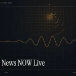 nbc news now live guide illustration: amber signal rings and waveform with the title NBC News NOW Live