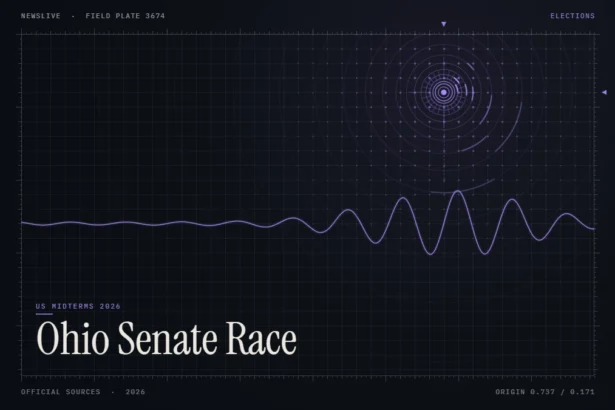 ohio senate race illustration: abstract signal design with the title Ohio Senate Race