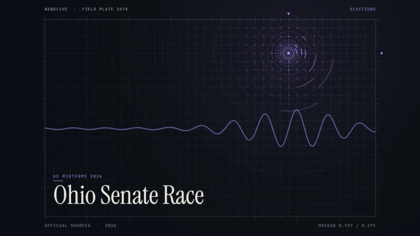ohio senate race illustration: abstract signal design with the title Ohio Senate Race