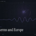 US midterms and Europe illustration: abstract signal design with the title Midterms and Europe