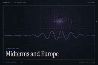 US midterms and Europe illustration: abstract signal design with the title Midterms and Europe