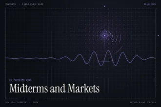 US midterms markets illustration: abstract signal design with the title Midterms and Markets