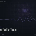 When do polls close illustration: abstract signal design with the title When Polls Close
